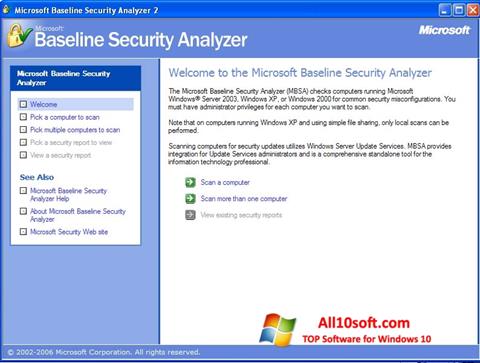 Petikan skrin Microsoft Baseline Security Analyzer untuk Windows 10