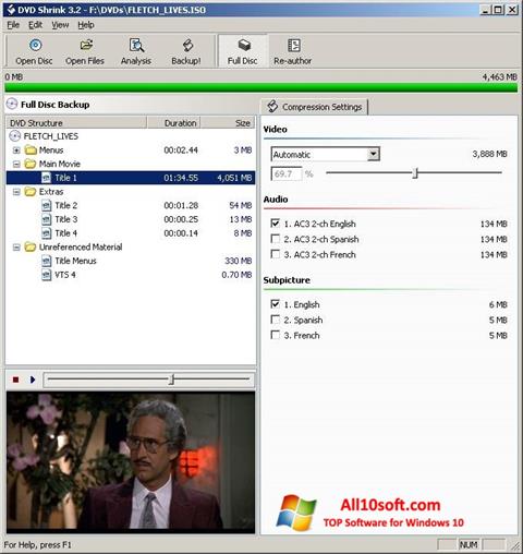Petikan skrin DVD Shrink untuk Windows 10