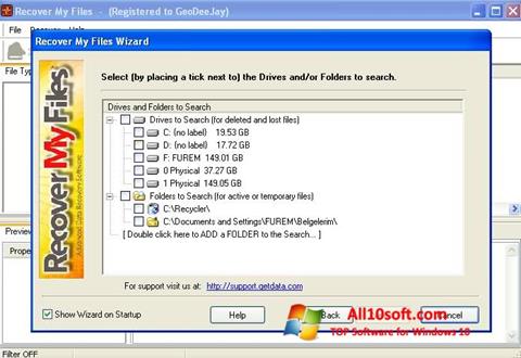 Petikan skrin Recover My Files untuk Windows 10