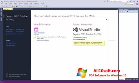 Petikan skrin Microsoft Visual Studio untuk Windows 10