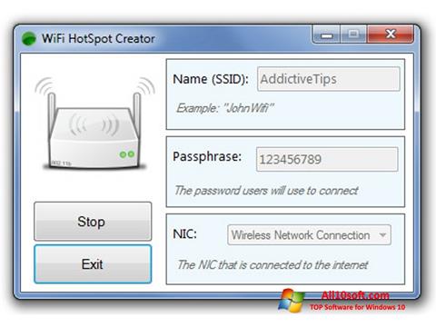 Petikan skrin Wi-Fi HotSpot Creator untuk Windows 10