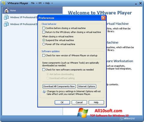 Petikan skrin VMware Player untuk Windows 10