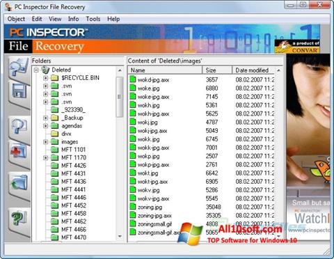 Petikan skrin PC Inspector File Recovery untuk Windows 10