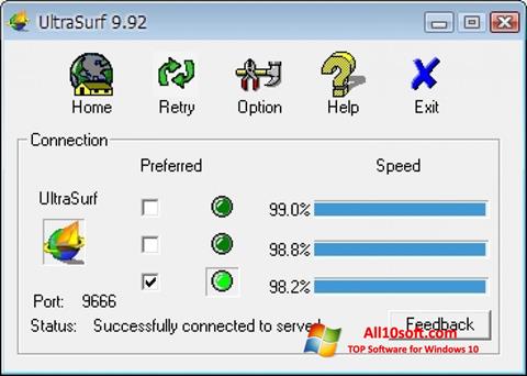Petikan skrin UltraSurf untuk Windows 10