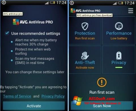 Petikan skrin AVG AntiVirus Pro untuk Windows 10
