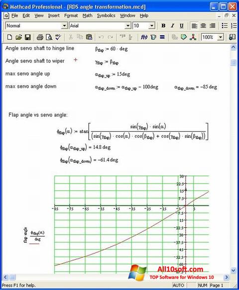 Petikan skrin MathCAD untuk Windows 10