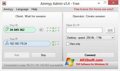 Petikan skrin Ammyy Admin untuk Windows 10
