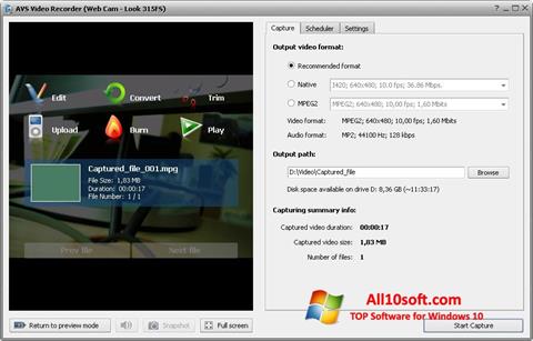 Petikan skrin AVS Video Recorder untuk Windows 10