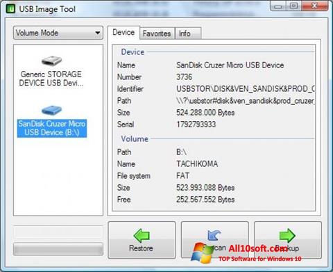 Petikan skrin USB Image Tool untuk Windows 10