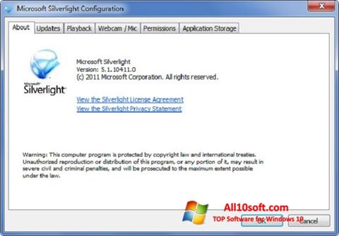 Petikan skrin Microsoft Silverlight untuk Windows 10