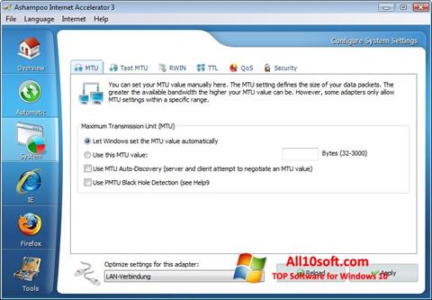 Petikan skrin Ashampoo Internet Accelerator untuk Windows 10