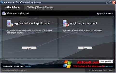Petikan skrin BlackBerry Desktop Manager untuk Windows 10