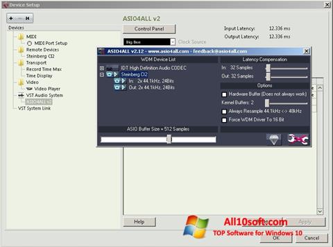 Petikan skrin ASIO4ALL untuk Windows 10