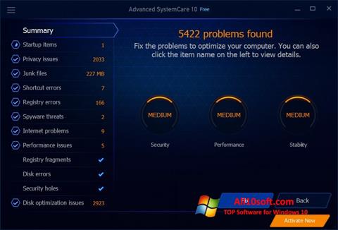 Petikan skrin Advanced SystemCare Free untuk Windows 10