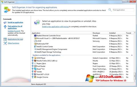 Petikan skrin Soft Organizer untuk Windows 10