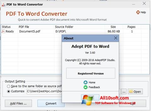 Petikan skrin PDF to Word Converter untuk Windows 10