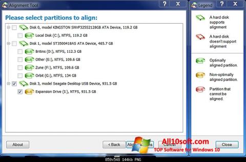 Petikan skrin Paragon Alignment Tool untuk Windows 10