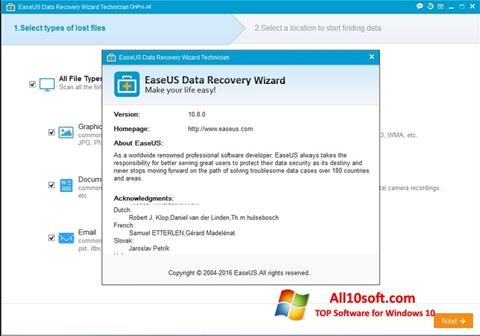 Petikan skrin EaseUS Data Recovery Wizard untuk Windows 10