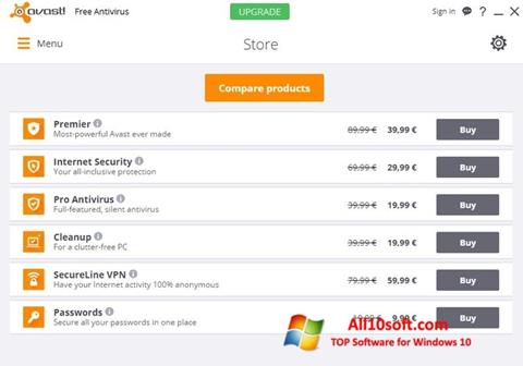 Petikan skrin Avast Free Antivirus untuk Windows 10