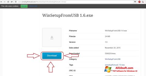 Petikan skrin WinSetupFromUSB untuk Windows 10