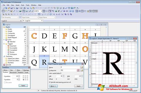 Petikan skrin Font Creator untuk Windows 10