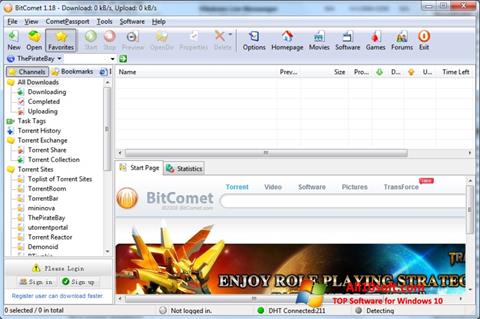 Petikan skrin BitComet untuk Windows 10