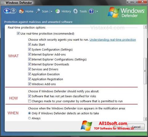 Petikan skrin Windows Defender untuk Windows 10