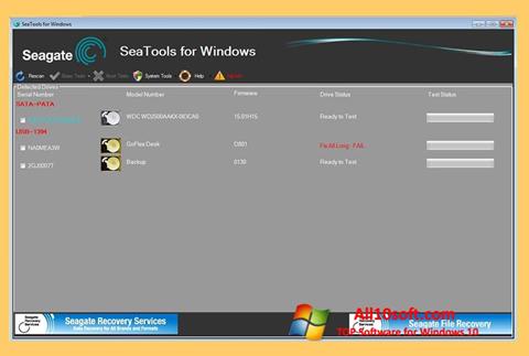 Petikan skrin Seagate SeaTools untuk Windows 10
