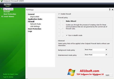 Petikan skrin Outpost Firewall Free untuk Windows 10