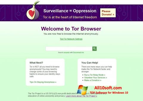 Petikan skrin Tor untuk Windows 10