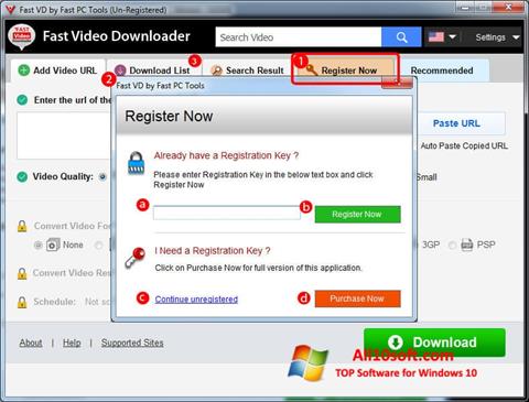 Petikan skrin Fast Video Downloader untuk Windows 10