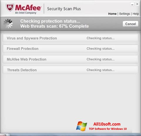 Petikan skrin McAfee Security Scan Plus untuk Windows 10