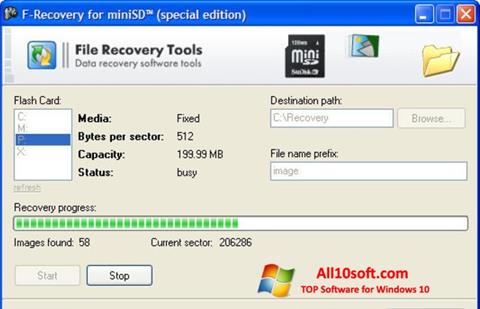 Petikan skrin F-Recovery SD untuk Windows 10