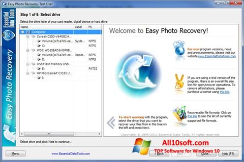 Petikan skrin Easy Photo Recovery untuk Windows 10