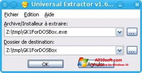 Petikan skrin Universal Extractor untuk Windows 10