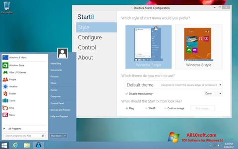 Petikan skrin Start8 untuk Windows 10
