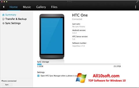 Petikan skrin HTC Sync untuk Windows 10