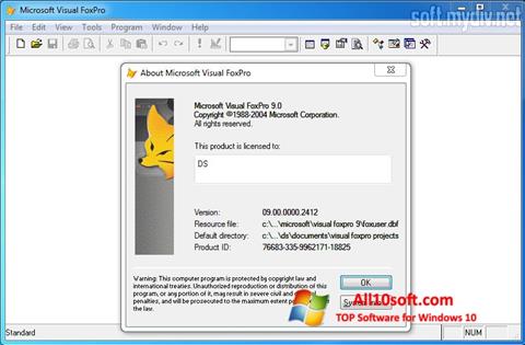 Petikan skrin Microsoft Visual FoxPro untuk Windows 10