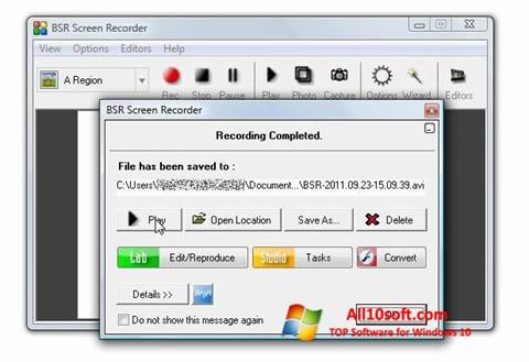 Petikan skrin BSR Screen Recorder untuk Windows 10