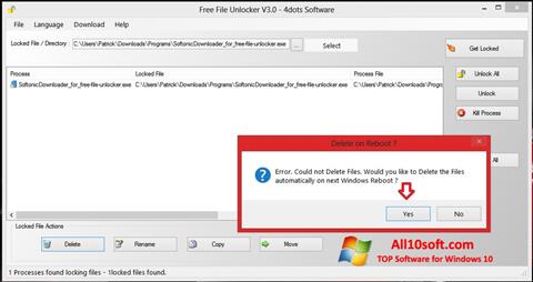Petikan skrin Free File Unlocker untuk Windows 10