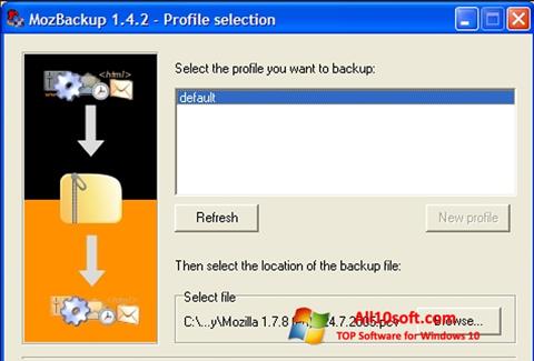 Petikan skrin MozBackup untuk Windows 10