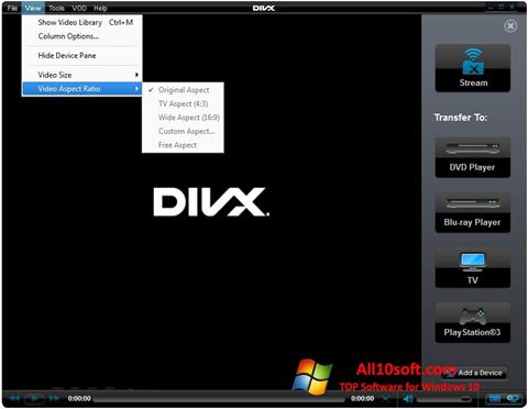 Petikan skrin DivX Player untuk Windows 10