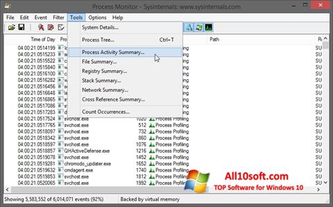 Petikan skrin Process Monitor untuk Windows 10