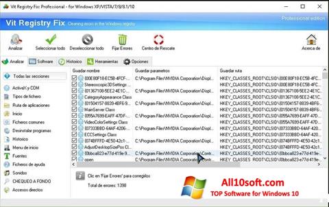 Petikan skrin Vit Registry Fix untuk Windows 10