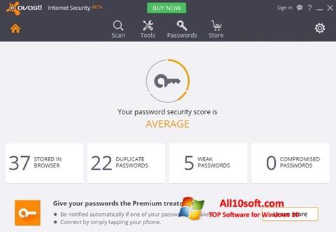 Petikan skrin Avast Internet Security untuk Windows 10
