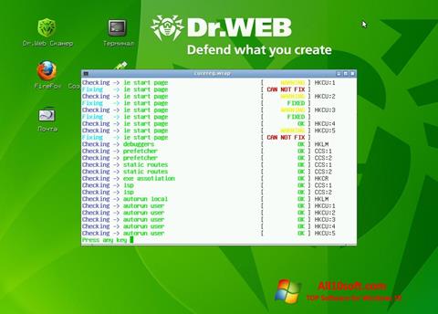 Petikan skrin Dr.Web LiveCD untuk Windows 10