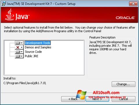 Petikan skrin Java SE Development Kit untuk Windows 10