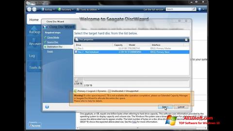 Petikan skrin Seagate DiscWizard untuk Windows 10
