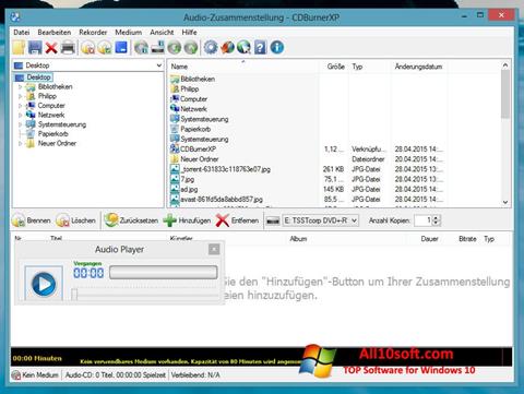 Petikan skrin CDBurnerXP untuk Windows 10