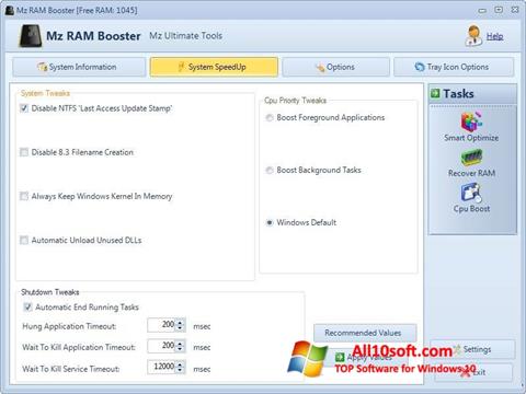 Petikan skrin Mz RAM Booster untuk Windows 10